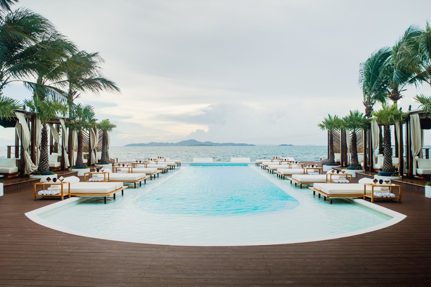 The 24-metre infinity pool meeting the Gulf of Thailand